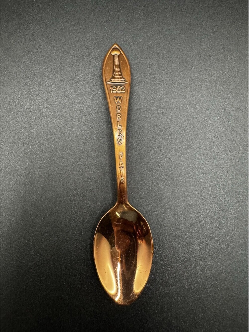 Vintage 1982 World's State Fair Souvenir Spoon - 4" Solid Copper